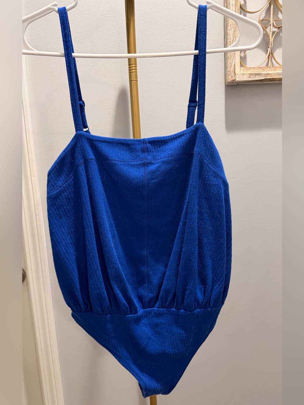 Free People Intimately Blue Knit Ribbed Bodysuit